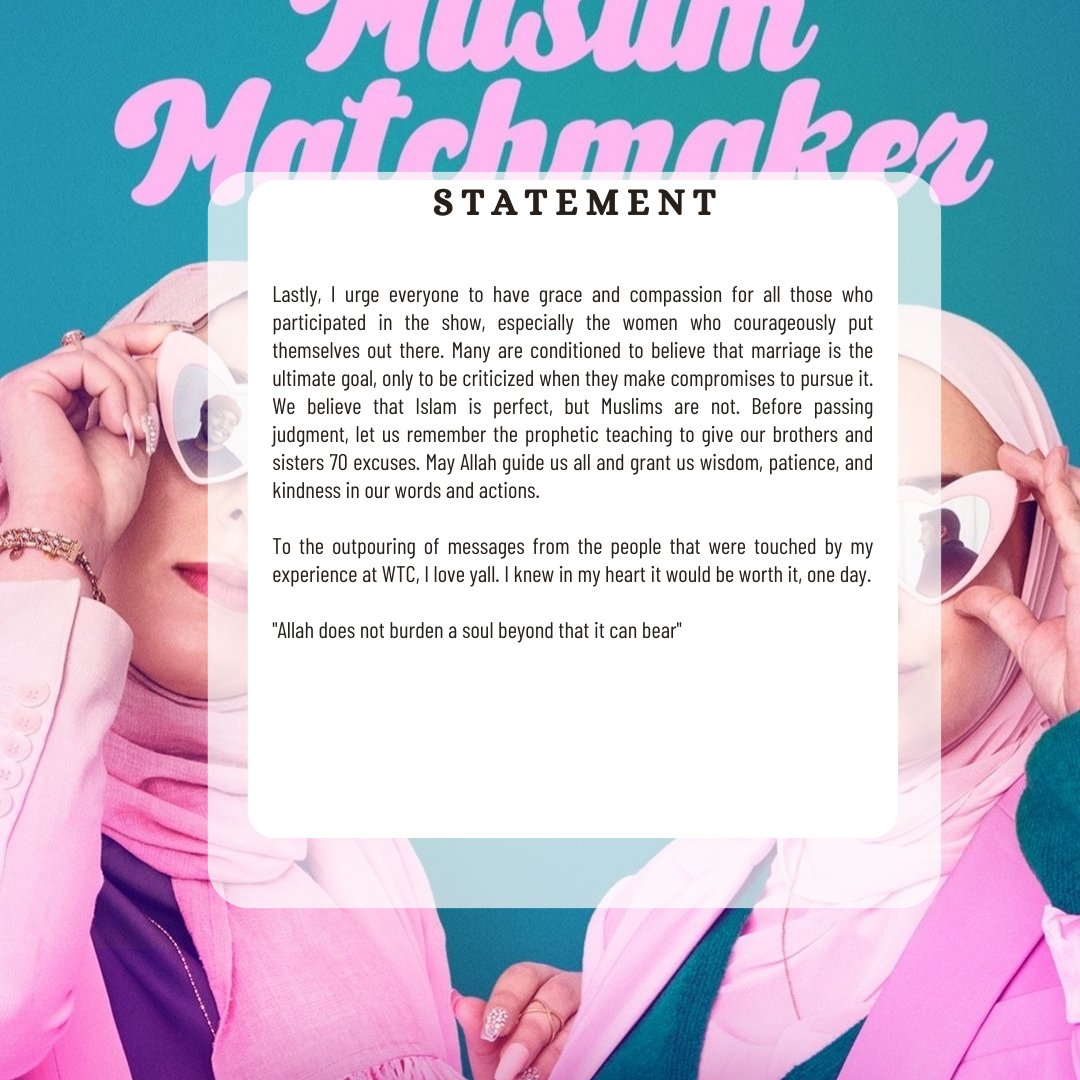 watchwithneebz's tweet image. My statement about my experience on #muslimmatchmaker hope you all enjoyed it. #muslimmatchmakerhulu #uneeb