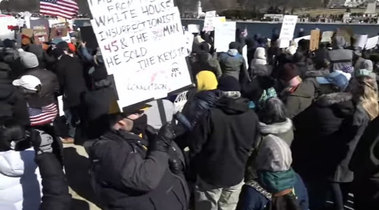 dysphoria_s's tweet photo. Presidents Day Protest Capitol Hill. Demonstrators loudly chanting, “Where is Congress? Do your job!” #PresidentsDay #PresidentsDayProtests #Protest https://t.co/hRFH6Fhqy2
