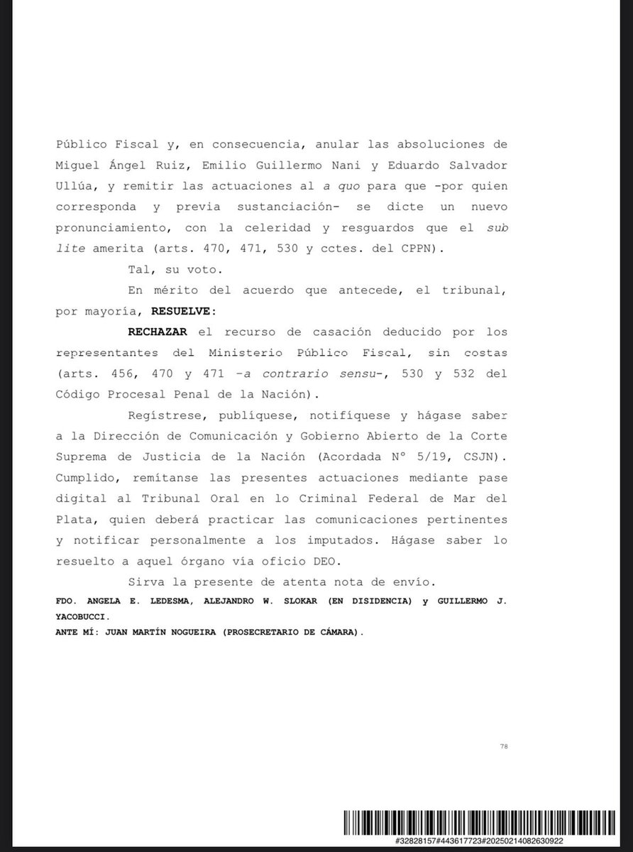 🇦🇷⚖️| La Sala II de la Cámara Federal de Casación Penal ratificó la absolución de varios militares por cargos de crimenes de lesa humanidad, lo que podría indicar un cambio de tendencia en los criterios probatorios para estos juicios. 

El 14 de febrero de 2024, el tribunal