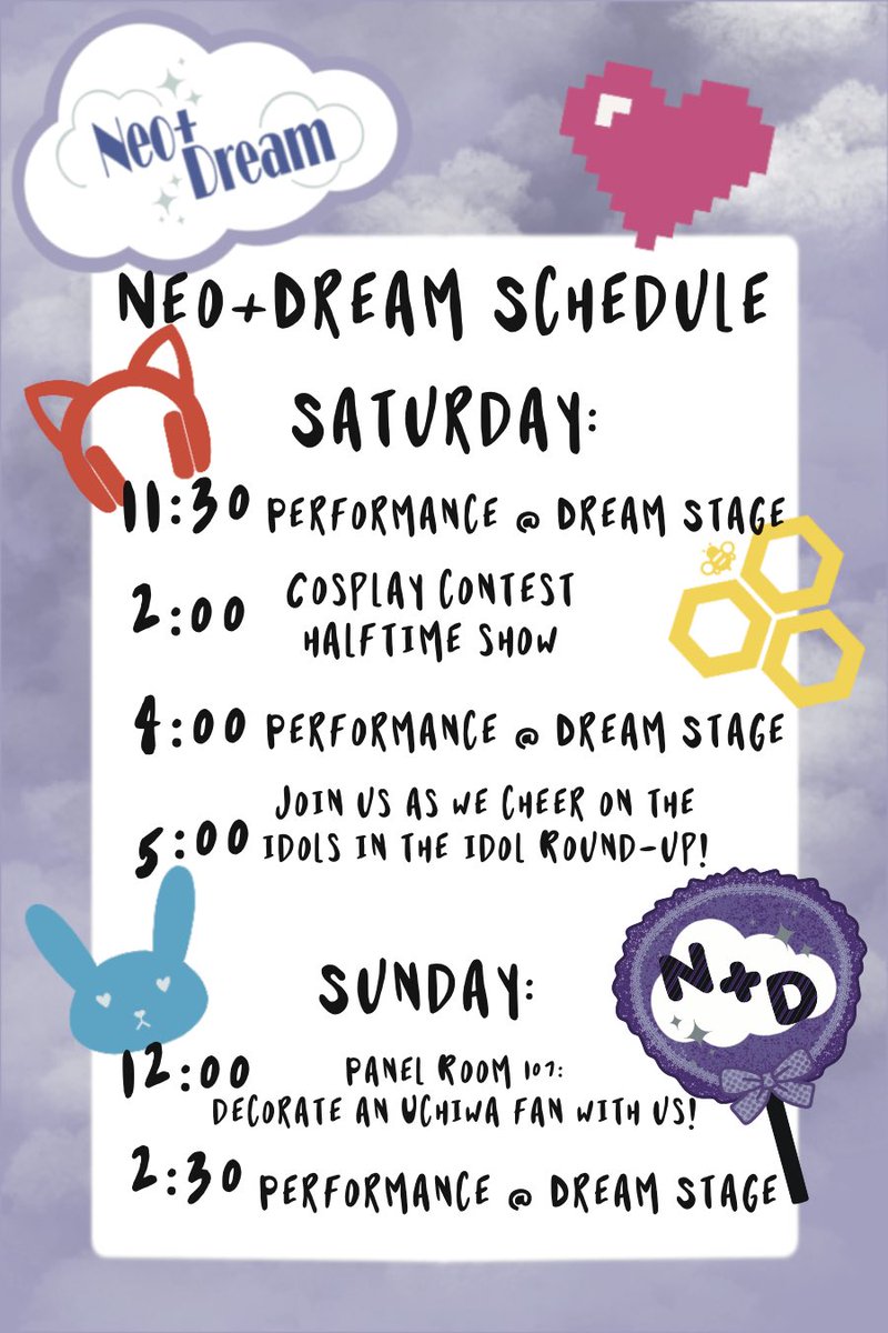 neodreamidols's tweet photo. Here is our schedule for the weekend at Lubbock-con! ☁️✨ https://t.co/ywQhC0fy1m