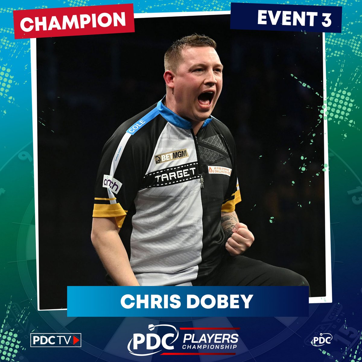 OfficialPDC's tweet image. DELIGHT FOR DOBEY! ⚫️⚪️

After finishing top of last year's Players Championship Order of Merit, Chris Dobey returns to winning ways on the ProTour in Rosmalen!