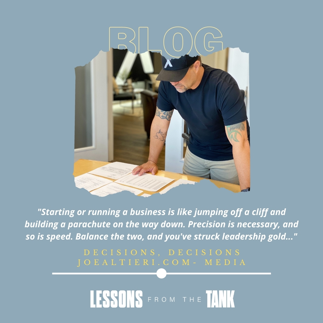joealtieri's tweet image. Do you struggle to make decisions? Whether you&apos;re too quick on the draw or too slow to move, I think this blog may help. Find it at joealtieri.com

#lessonsfromthetank #leadershipblog #blog #entrepreneurtips #decisionmaking #middleground #flexscreen