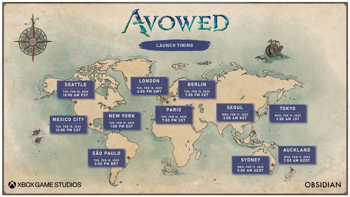 AvowedtheGame's tweet image. Prepare yourselves! Avowed launches on February 18th at 10am PST. avowed.obsidian.net
