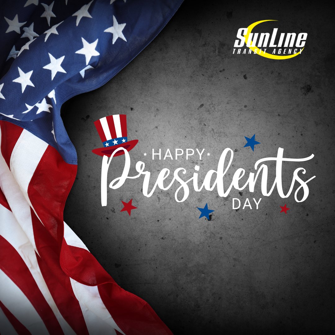 SunlineTransit's tweet image. 📢 HOLIDAY SERVICE UPDATE 🚍

Wishing you a Happy Presidents' Day from SunLine Transit Agency! 🎉 Our administrative office is closed today, but our buses are operating on a normal schedule. Enjoy your day! ❤️💙❤️💙

#PresidentsDay #SunLineTransit