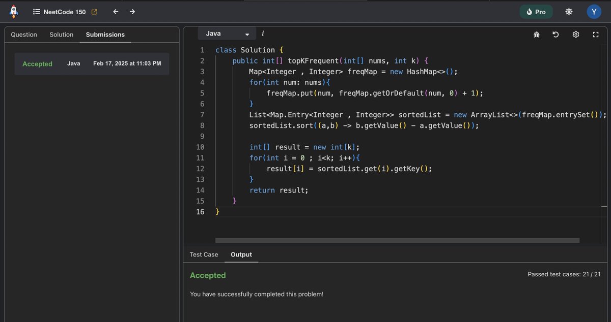 YuvrajS32364292's tweet image. 🌟 Day 2/100
Made steady progress with the Neetcode Blind 150 today.
Focused on strengthening key concepts and feeling good about the journey so far.
Looking forward to tomorrow. #100DaysOfCode #NeetcodeBlind150 #CodingJourney