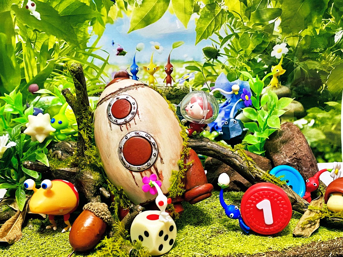 チョコエッグ×ピクミンのジオラマ完成✨ 素人が百均アイテムで作りまし