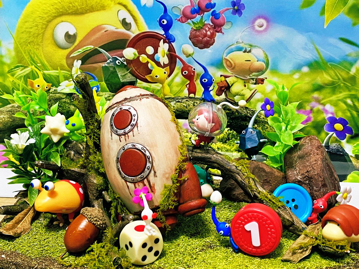 チョコエッグ×ピクミンのジオラマ完成✨ 素人が百均アイテムで作りまし