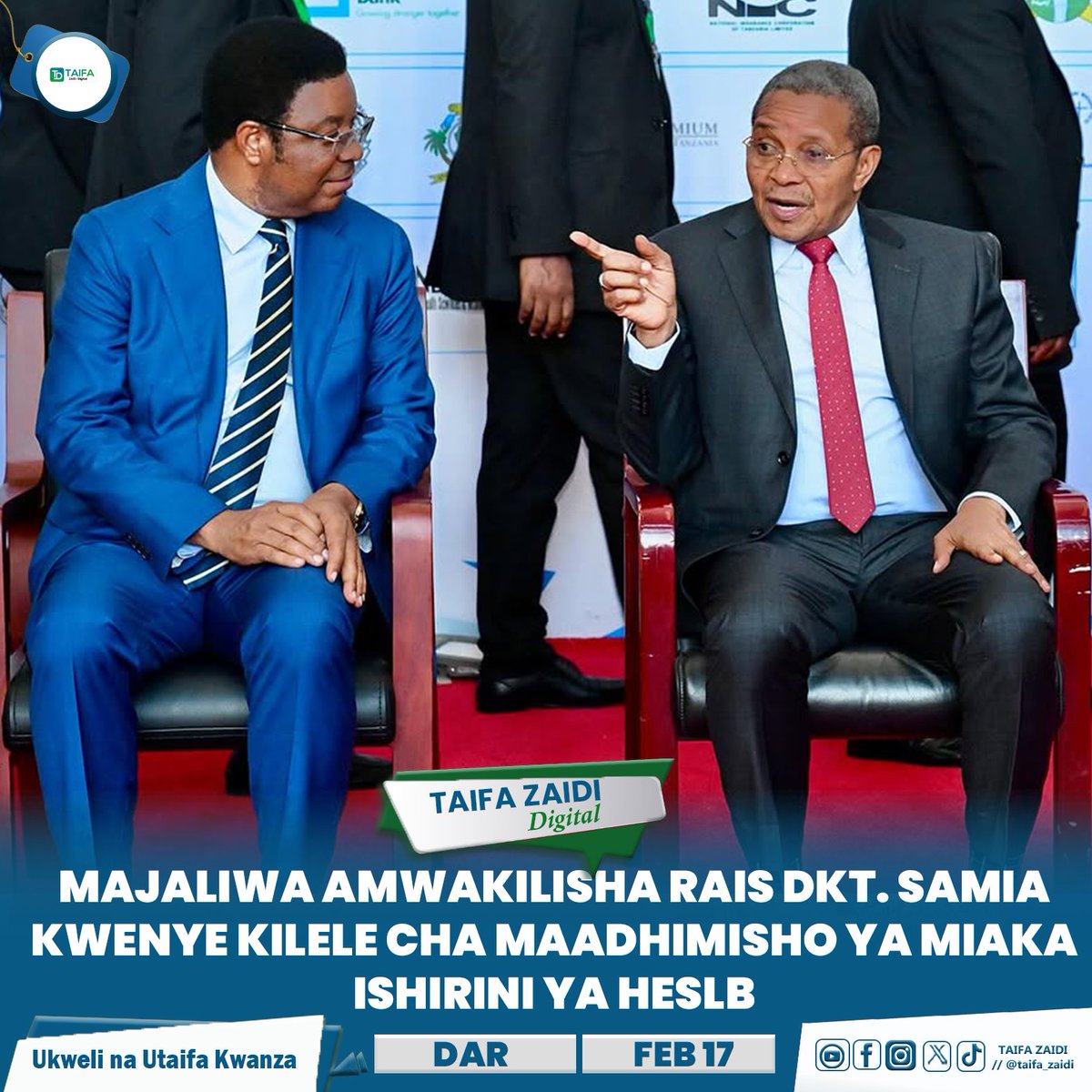 TAIFAZAIDI's tweet photo. MAJALIWA AMWAKILISHA RAIS DKT. SAMIA KWENYE KILELE CHA MAADHIMISHO YA MIAKA ISHIRINI YA HESLB

WAZIRI MKUU, Kassim Majaliwa leo Februari 17, 2025 amemwakilisha Rais Dkt. Samia Suluhu Hassan kwenye kilele cha maadhimisho ya miaka 20 ya Bodi ya Mikopo ya Wanafunzi wa Elimu ya juu https://t.co/V1dDWKfWk0