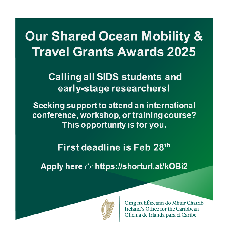 📢#SIDS students &amp; early-stage researchers! 
Need support to attend an international conference, workshop or training course? 

#Ireland is dedicated to building stronger SIDS networks &amp; creating 🌎 opportunities.

First deadline is Feb 28th
Apply here 👉shorturl.at/kOBi2
