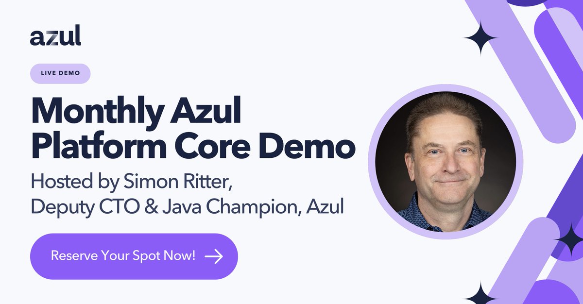 AzulSystems's tweet image. Join us for a short live demo this week where we’ll show Azul Platform Core in action, covering key features like installation across environments and Oracle Java migration. bit.ly/4gAPQA0 #Java #AzulPlatformCore #OracleJava #OpenJDK

@speakjava