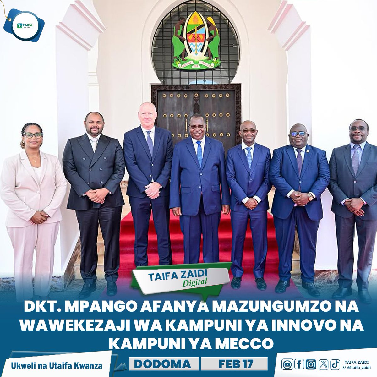 TAIFAZAIDI's tweet photo. Makamu wa Rais wa Jamhuri ya Muungano wa Tanzania Mhe. Dkt. Philip Mpango amekutana na kufanya mazungumzo na Afisa Mtendaji Mkuu wa Kampuni ya Innovo ya nchini Uingereza Bw. Paul Woodman pamoja na Mkurugenzi Mkuu wa kampuni ya MECCO Bw. Nasser Sheikh, Ikulu Dodoma https://t.co/w1zKa2MNg1