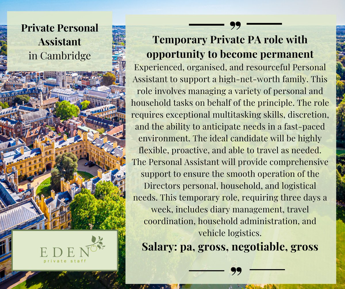 EdenPrivateStaf's tweet photo. https://t.co/mYgGc447v9
#PersonalAssistant #personalassistants #privatewealth #PA #EA #familyoffice #familyoffices #executivepa #privatepa #eahire #pahire #privateequitypa #parecruitment #ExecutiveAssistant https://t.co/FgtfTOadw1