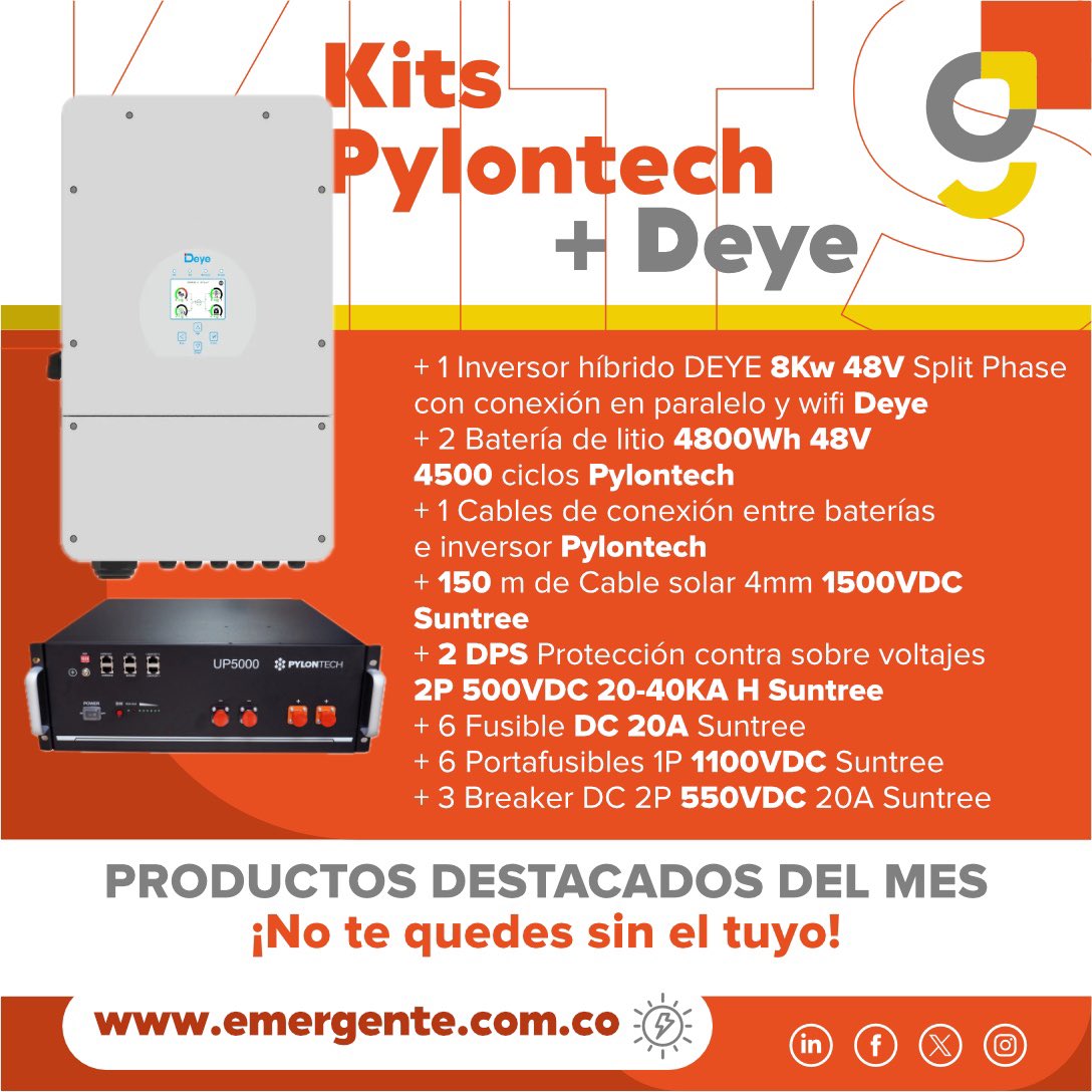 Los Kits de Pylontech + Deye son nuestros productos destacados de la semana. Juntos, te permiten tener energía cuando la necesites, reduciendo costos y aumentando tu independencia energética.

Ingresa al primer comentario y conoce más sobre nuestra tienda solar

#TiendaSolar