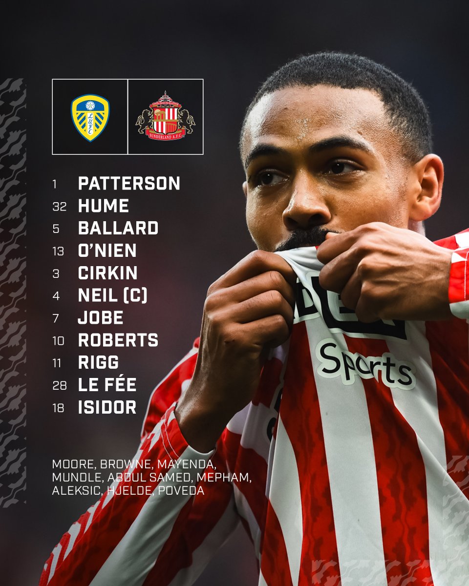 SunderlandAFC's tweet image. 🗞️ RLB&apos;s XI to take on Leeds United. 

HA&apos;WAY THE LADS! 👊

#LEESUN