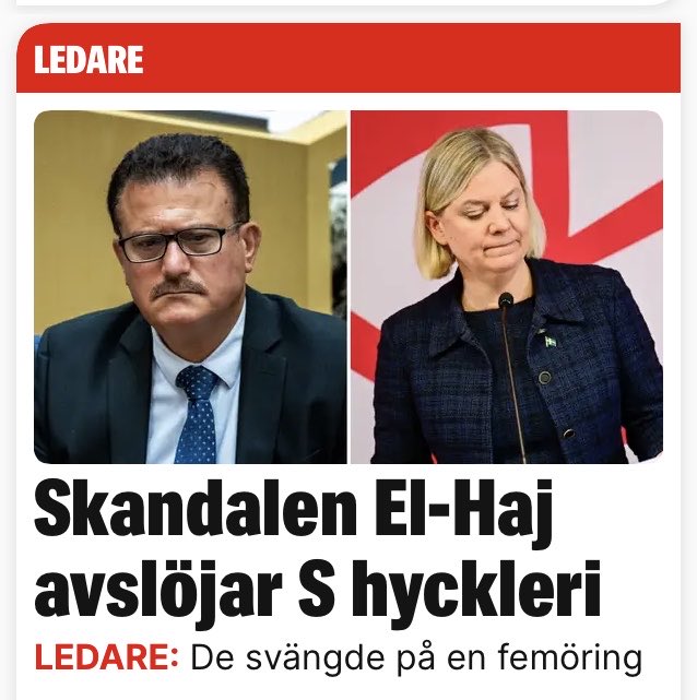 T o m El-Haj känner sig grundlurad av Magdalena Andersson…

- han blev tydligen uppmanad av S att deltaga på Hamas mötet och marknadsföra Socialdemokraterna!
(Nya väljare var målsättningen)
