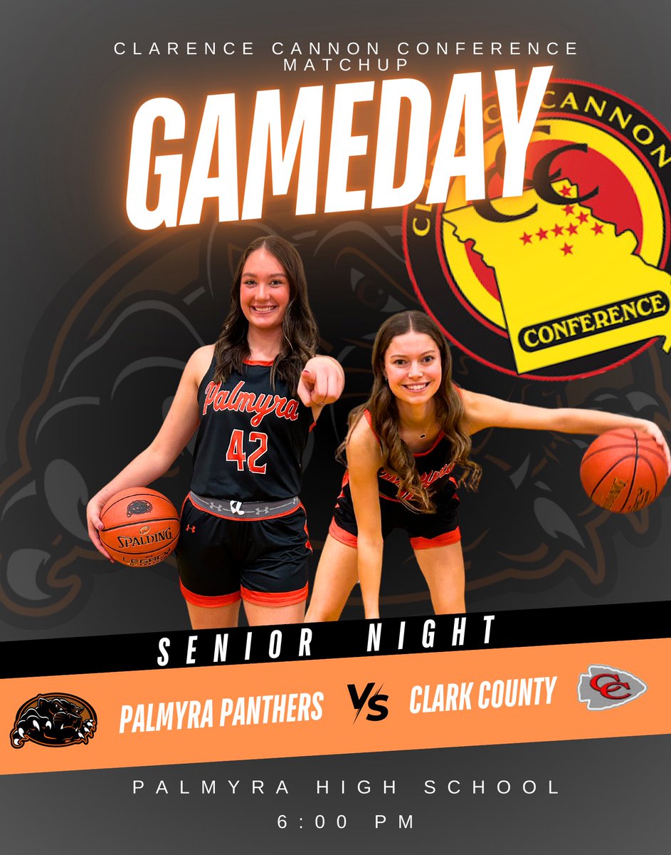 🚨🚨S•E•N•I•O•R   N•I•G•H•T🚨🚨

Clarence Cannon Conference Matchup! 

📍Palmyra, MO
📆 Monday, February 17
⏰ VG 6:00PM, VB 7:30PM
🆚 Clark County High School

#wearepalmyra