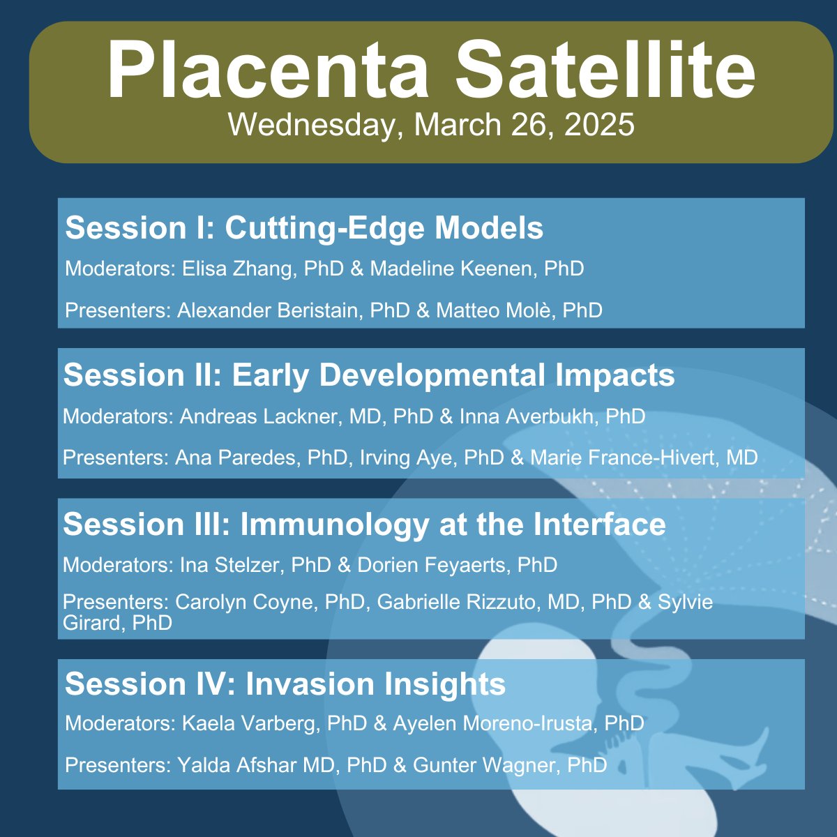 SRI's Placenta Satellite will take place on Wednesday, March 26, 2025. Whether you're an  established researcher or an early investigator, the Placenta Satellite offers a platform to expand your knowledge in placental innovation. 

 Learn more here: tinyurl.com/53nwefhy