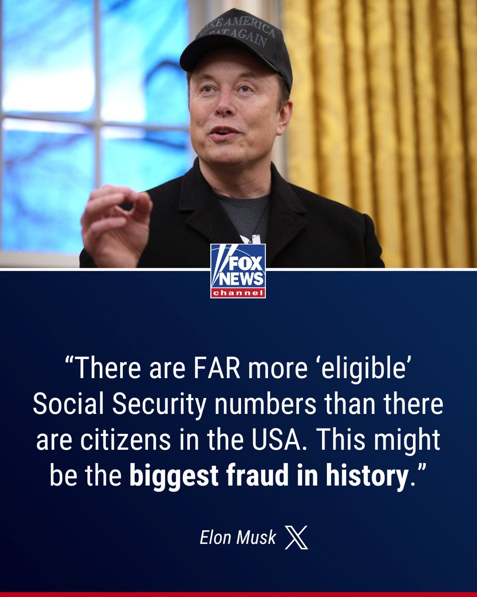 FoxNews's tweet photo. 'A LOT OF VAMPIRES': Millions of Americans listed between ages 100 and 159 in critical US database, @elonmusk says. The billionaire blasted the agency's "INSANE" system. https://t.co/rtzXYTtQLV https://t.co/IvlorQbzyx