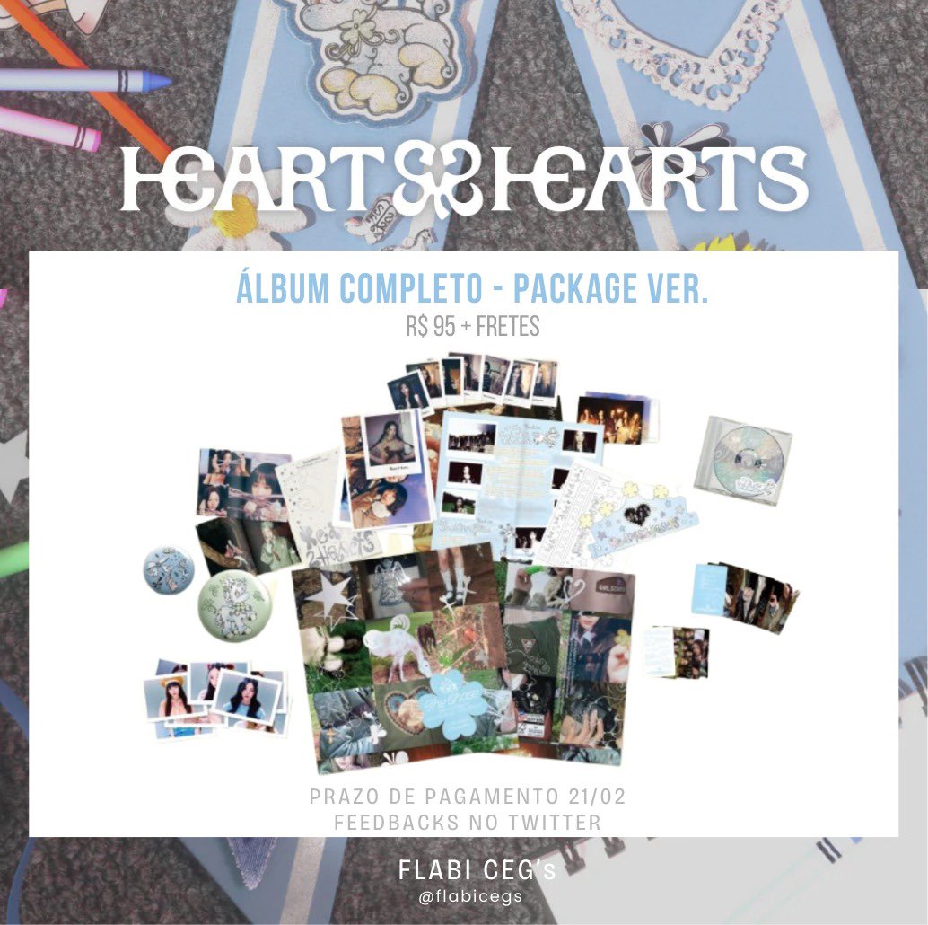 flabicegs's tweet photo. CEG HEARTS2HEARTS - PACKAGE VER. 

🌼 Álbum completo versão package

🌼 R$95 + freteS (cada álbum)
🌼Pagamento até dia 21/02

informações nas imagens abaixo, maiores dúvidas só chamar na DM! https://t.co/7rmZMT69TC