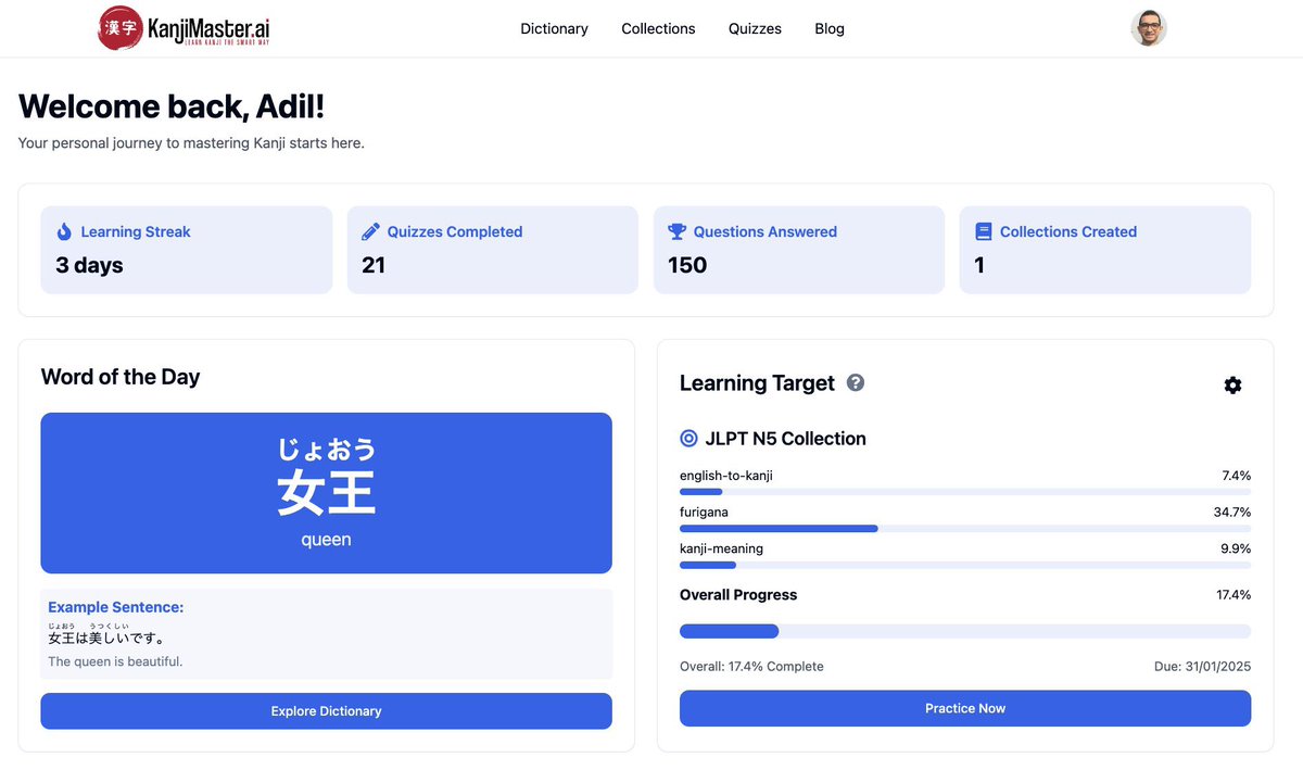 AdilMouja's tweet photo. 20 years ago, I struggled to learn Japanese Kanji. I wished for a tool that would make it easier and more fun.
Fast forward to today — I finally built that tool. 🚀 My first product is live! 👉 https://t.co/xXfMDF0qEb

Building this has been an incredible learning experience. I would love your feedback & support!

Big thanks to @marclou for the inspiration. 🙌