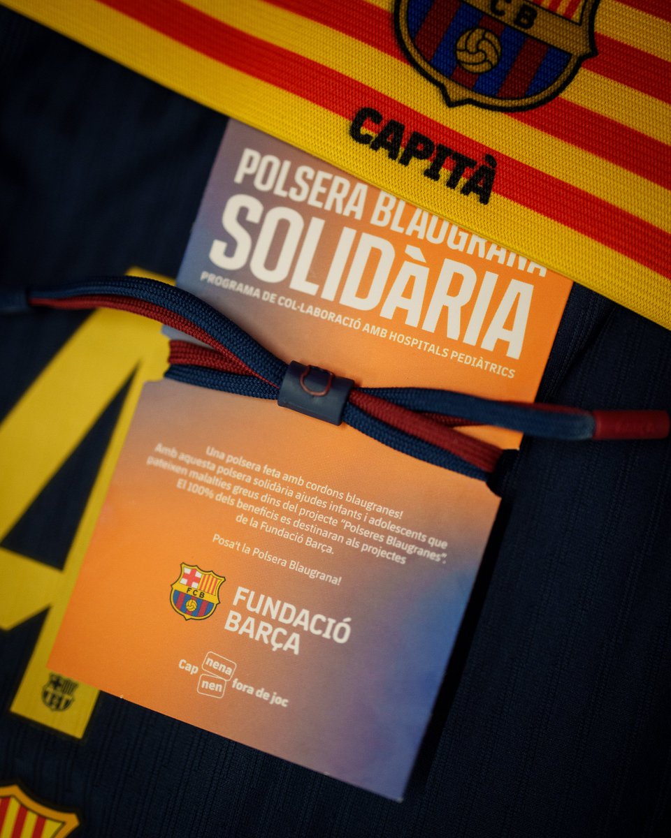 FCBarcelona's tweet photo. We proudly raise our Polseres Blaugranes up high. With this charity bracelet you will be directly helping children and teenagers battling serious illnesses in pediatric hospitals. 100% of the funds raised from sales will support the Barça Foundation's projects.

Put on your Polsera Blaugrana 💙❤️
👉 https://t.co/YZCPdjvBIw