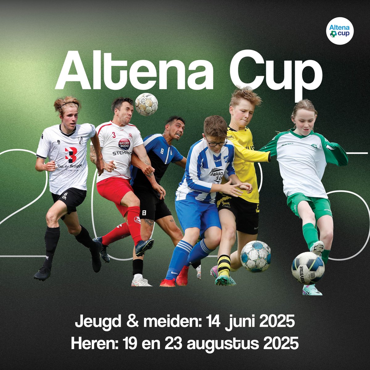 AltenaCup's tweet photo. Altena Cup 2025 – voor jeugd, meiden en senioren

📅 14 juni 2025: Jeugd- en meidentoernooi
⚽ 19 augustus 2025: Poulefase heren
🏆 23 augustus 2025: Finaledag bij GDC, Eethen. 

Meer informatie: https://t.co/zq4oYH6iLa https://t.co/l5zO6EfiDo