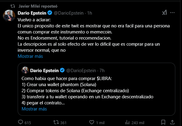 pachuuje's tweet photo. @deanbulla @JMilei crypto guys are talking about this RT as if it were a guide, which is not true.
The tweet clearly says that no Argentines were affected; it is a response to left-wing politicians who say that he betrayed the Argentines themselves. https://t.co/jvJWEeYCkb