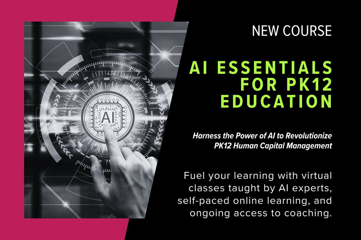 Step into the future of education leadership with the new <a href="/_AASPA_/">AASPA</a> "AI Essentials for PK12 Education Human Capital Leaders Micro-Credential". A groundbreaking course designed for trailblazers in the field of PK-12 human capital management. Learn more at: aaspa.org/events/ai-micr…