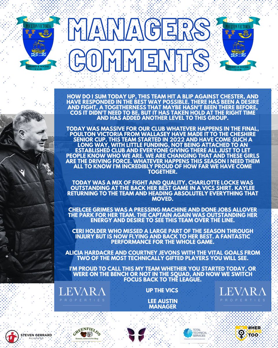 Managers' thoughts after this weekends Semi Final win