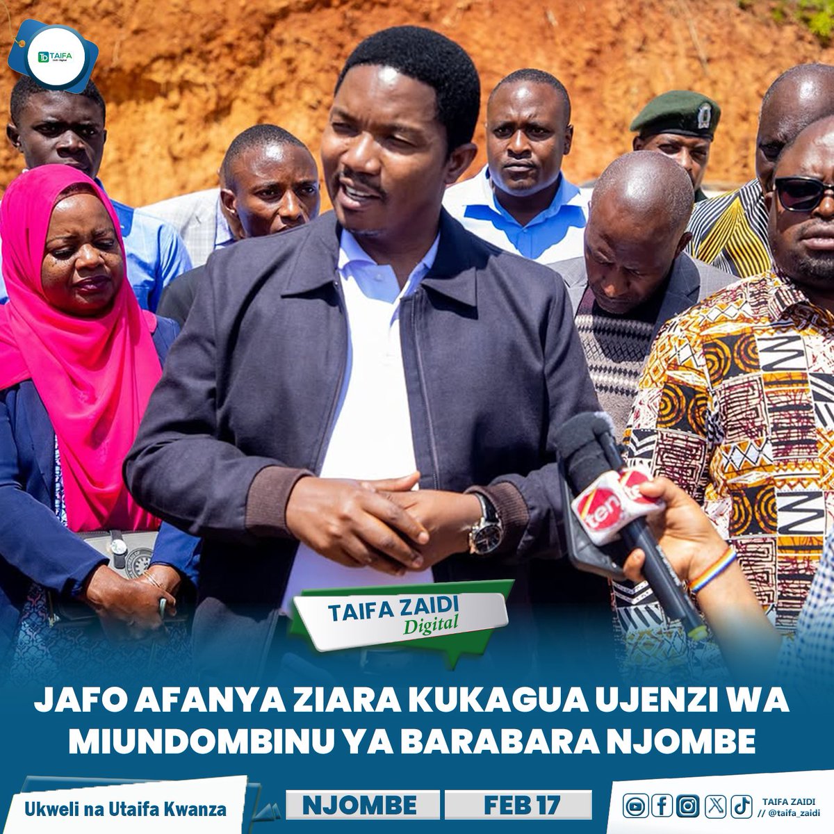 TAIFAZAIDI's tweet photo. Waziri wa Viwanda na Biashara, Mhe Dkt. Selemani Jafo akipokea Taarifa ya utekelezaji wa matengenezo ya barabara Itoni -Ludewa- Manda km 211.4 sehemu ya Mlima Kimelembe Km151-154 kutoka kwa Meneja Tanroads  Mkoa wa Njombe bi Ruth Mosses Shalluah Februari 17, 2025 https://t.co/UJU2iBPADp