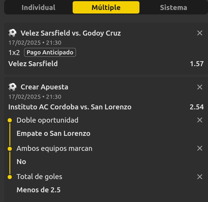 ProBets77's tweet image. Cuota 4
Velez vs Godoy Cruz
Instituto AC Córdoba vs San Lorenzo 
#PickSmart #futolargentino