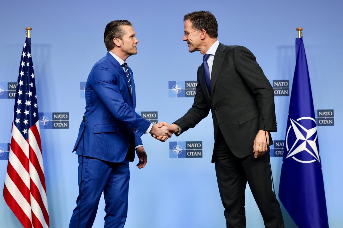 Mark Rutte (@secmarkrutte) on Twitter photo Great to welcome 🇺🇸 <a href="/SecDef/">Secretary of Defense Pete Hegseth</a> Pete Hegseth for your first meeting at #NATO. We’ve got work to do to make sure the Alliance stays strong. This means increasing defence spending, ramping up production, and Europe doing more to support Ukraine. Great to welcome 🇺🇸 <a href="/SecDef/">Secretary of Defense Pete Hegseth</a> Pete Hegseth for your first meeting at #NATO. We’ve got work to do to make sure the Alliance stays strong. This means increasing defence spending, ramping up production, and Europe doing more to support Ukraine.