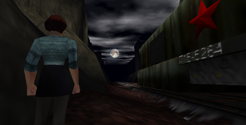 Still tinkering, but I've added a little background filler to the void in Train for the #GoldenEye X mission. Natalya seems to like it, at least.