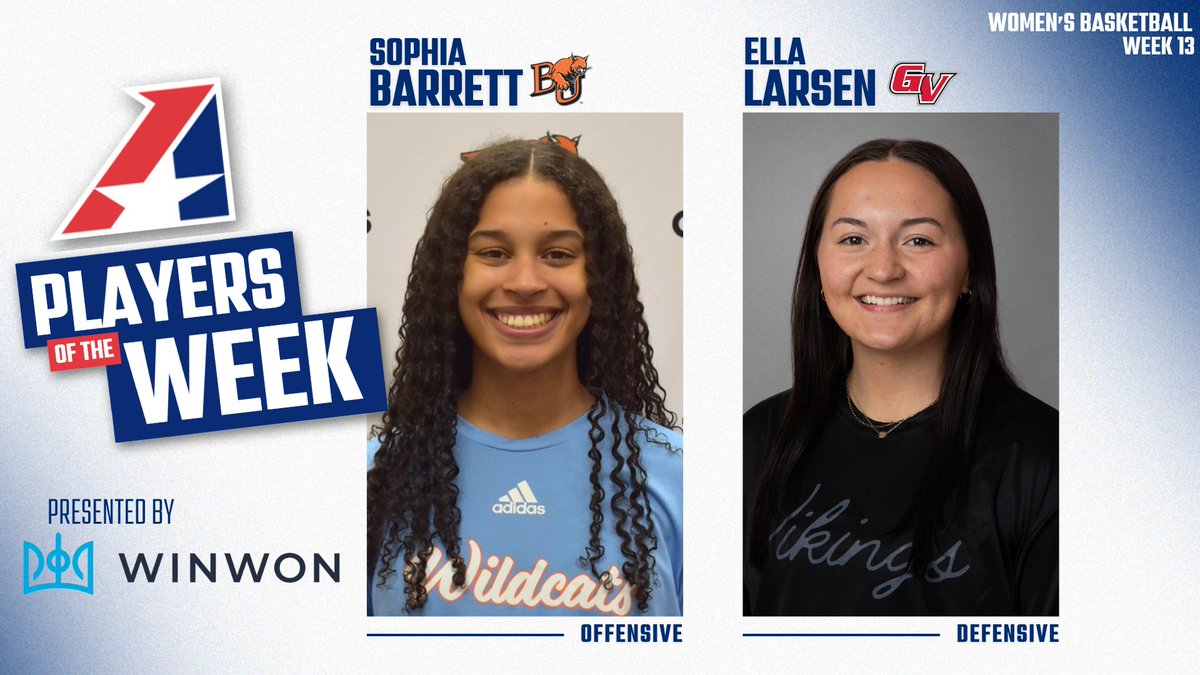 W🏀, Barrett, Larsen Earn Heart Women's Basketball Weekly Honors!

heart.prestosports.com/sports/wbkb/20…