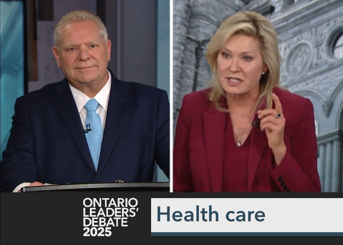 Crombie came out swinging hard against Ford on healthcare, and he had a non-answer.

She asks him to say something to the  11,000 families who lost a loved one waiting for surgery. He deflects, says he's hired Dr Jane Philpott.

"Yeah you had to hire a Liberal", she says. #onpoli