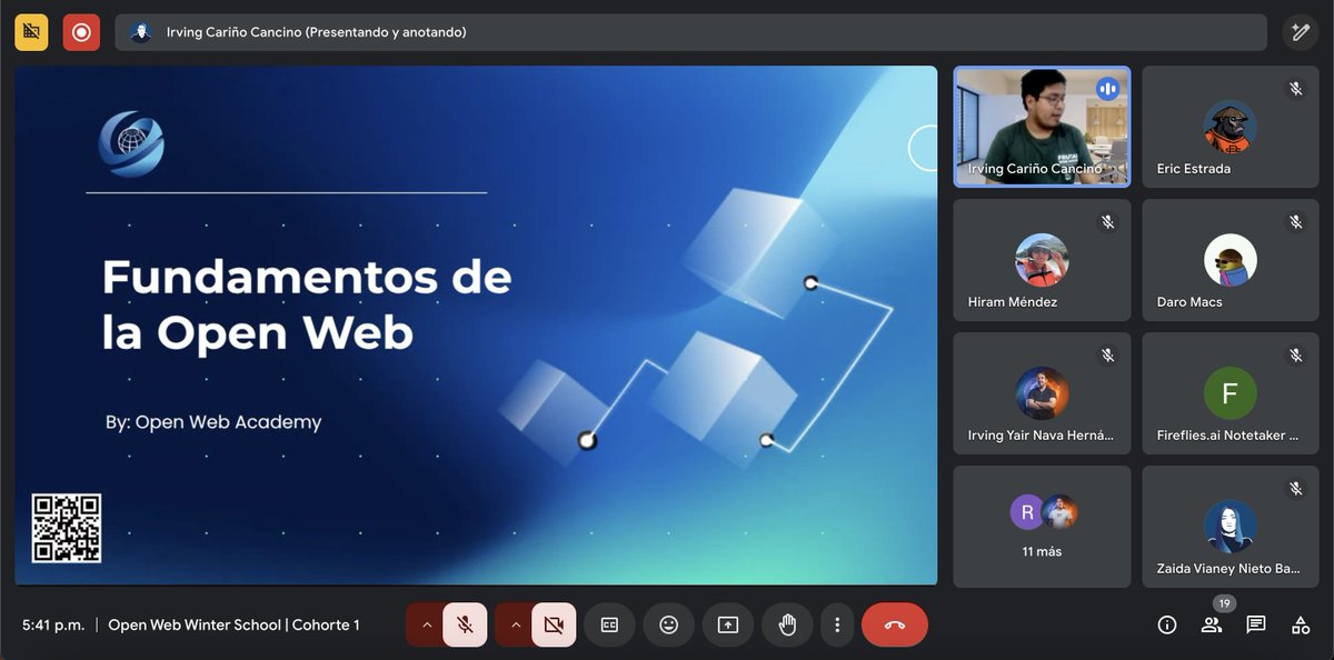 🚀 ¡Concluimos con éxito la primera sesión de la #OpenWebWinterSchool! 🔥

Dimos la bienvenida a los builders seleccionados y arrancamos con una Introducción a la Open Web. ¡Esto recién comienza! 🫡

Aquí algunas imágenes de lo que fue esta sesión. 👇