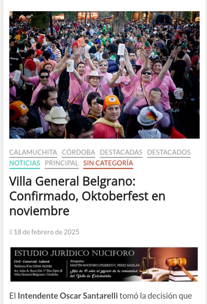 El Intendente de #VillaGeneralBelgrano ante la ausencia de feriado en octubre decidió trasladar la #Oktoberfest a noviembre caminantedigital.ar/villa-general-…