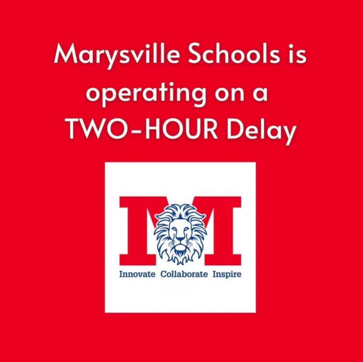 Marysville Exempted Village School District will be operating on a 2 hour delay tomorrow, Tuesday, February 18, due to road conditions.