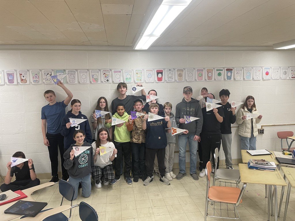 gfwactivities's tweet photo. As part of the College and Career Readiness class, 8th graders researched colleges across the United States and created pennants about their colleges. It was a great way to learn about different options! https://t.co/PEX815SfdH