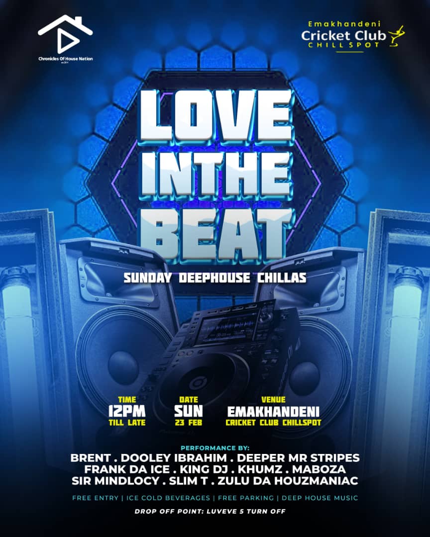 Deep House Culture (@deephseculture) on Twitter photo LOVEINTHEBEAT
Emakhandeni Cricket Club Chillspot
<a href="/RealCOHN_/">C.O.H.N💽</a> <a href="/slimt_zw/">iNguni Phaqa 🗡</a>
<a href="/deeper_stripes/">Deeper Mr Stripes</a> <a href="/Da_Housemaniac/">Zulu da housemaniac</a> <a href="/dooley_ibrahim/">The Underclub Sessions</a> <a href="/MasterM_93/">House Militia</a> <a href="/FrankDaice/">3 Step 👣Da ice</a> <a href="/brent_zw/">•••</a> LOVEINTHEBEAT
Emakhandeni Cricket Club Chillspot
<a href="/RealCOHN_/">C.O.H.N💽</a> <a href="/slimt_zw/">iNguni Phaqa 🗡</a>
<a href="/deeper_stripes/">Deeper Mr Stripes</a> <a href="/Da_Housemaniac/">Zulu da housemaniac</a> <a href="/dooley_ibrahim/">The Underclub Sessions</a> <a href="/MasterM_93/">House Militia</a> <a href="/FrankDaice/">3 Step 👣Da ice</a> <a href="/brent_zw/">•••</a>