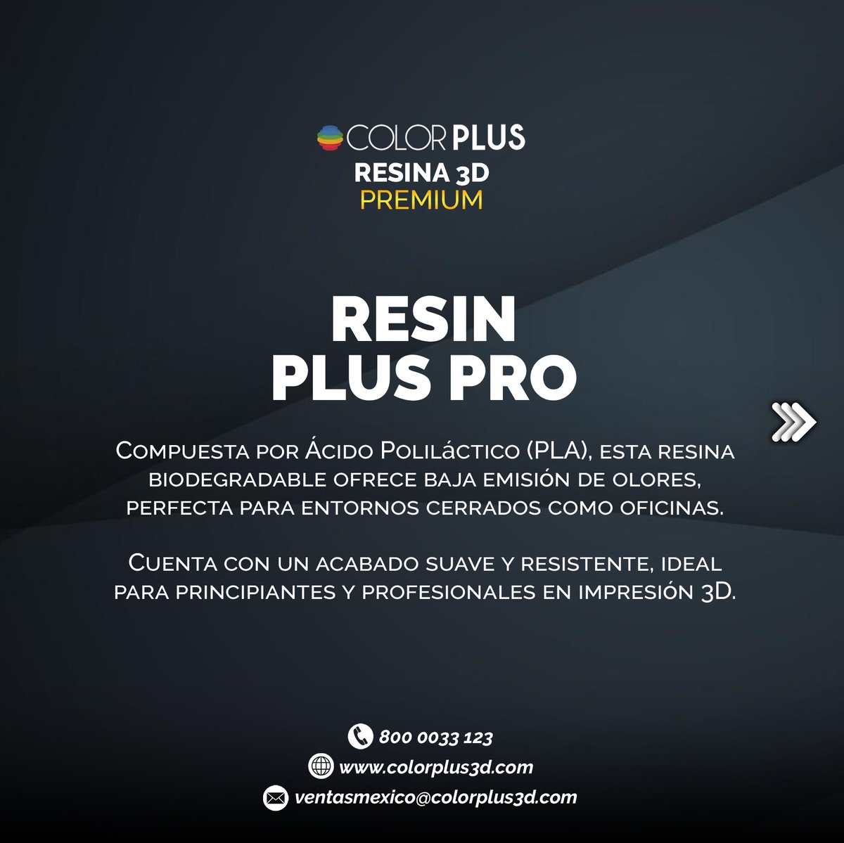 ColorPlus3d's tweet image. RESIN PLUS PRO ✨
 ¡Descubre Resin Plus Pro! 🌱
😲Compuesta por Ácido Poliláctico (PLA), esta resina biodegradable ofrece baja emisión de olores, perfecta para entornos cerrados como oficinas. 👀💯
.
.
.#impresion3d #resina #resina3d #colorplus #impresora3d #fabricacionaditiva