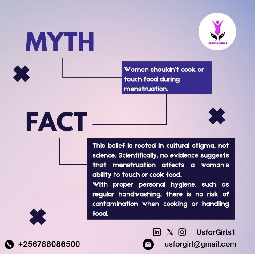 #MenstrualMonday
Menstruation doesnt contaminate food. However some women might need rest from cooking due to discomfort or pain. Let’s prioritize their well-being by providing the rest they need, not because of harmful myths, but because their health matters.