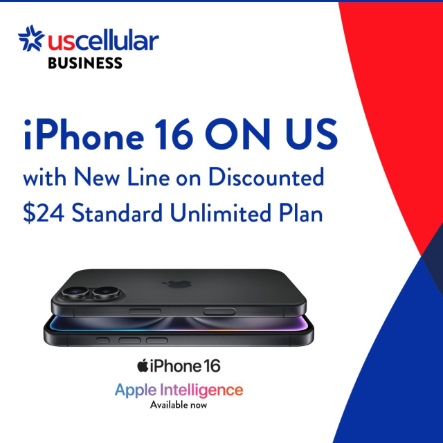 EUscellular's tweet photo. iPhone 16 ON US! Just add a line on our $24 Unlimited Plan. Write and get… #usccemp https://t.co/AqAFOVJUJl https://t.co/dWcMYAzyiz