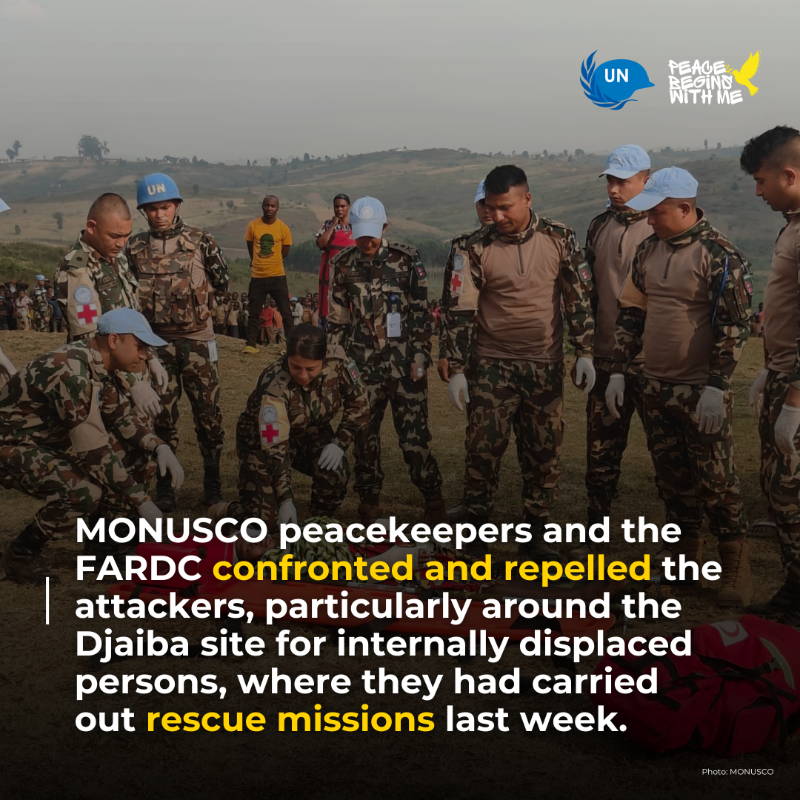 UNPeacekeeping's tweet photo. .@MONUSCO Blue helmets and the @FARDC_Info repelled several attacks by the armed group CODECO in Djugu, Ituri, #DRC 🇨🇩. The Mission has intensified its patrols and set up two temporary bases in Lodha and Aar to deal with the spike in violence and protect civilians.