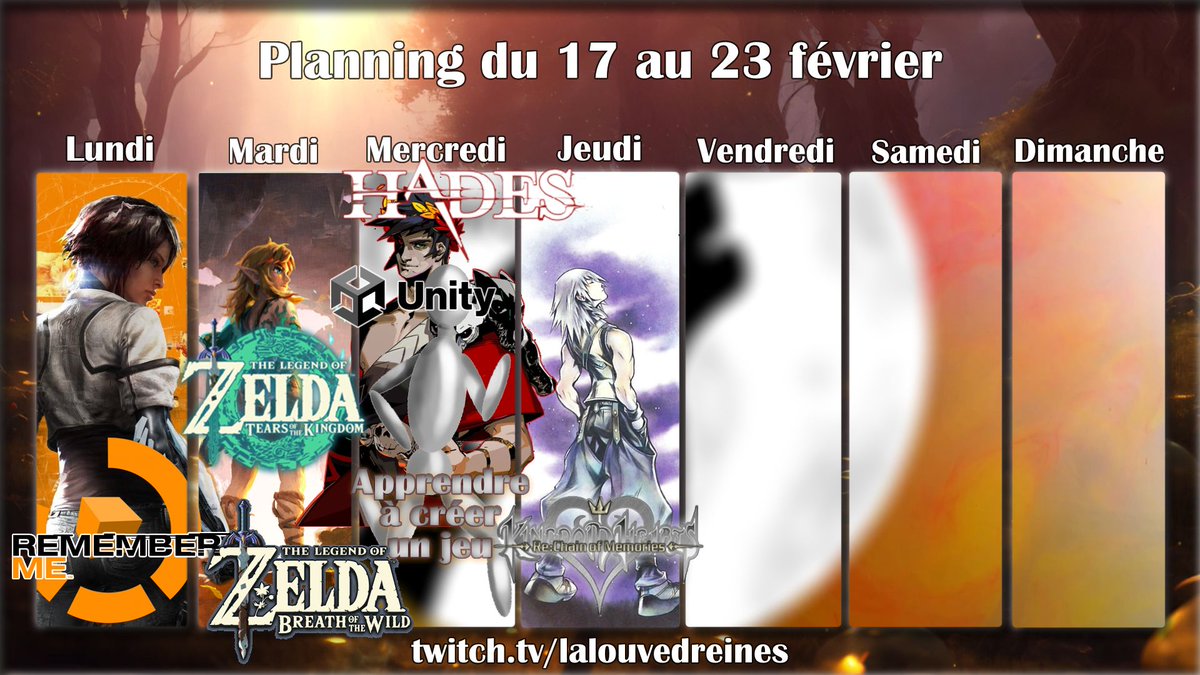 LaLouveDReineS's tweet image. Le programme de live de la semaine. Parce qu'il y en a un cette semaine.
twitch.tv/lalouvedreines