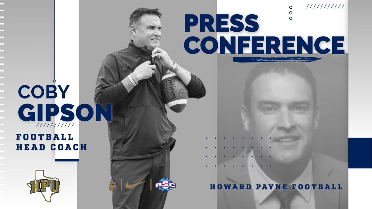 LIVE NOW 
Catch the live Press Conference as Howard Payne introduces new Head Football Coach Coby Gipson hpusports.com/watch/?Live=95… #Stingem