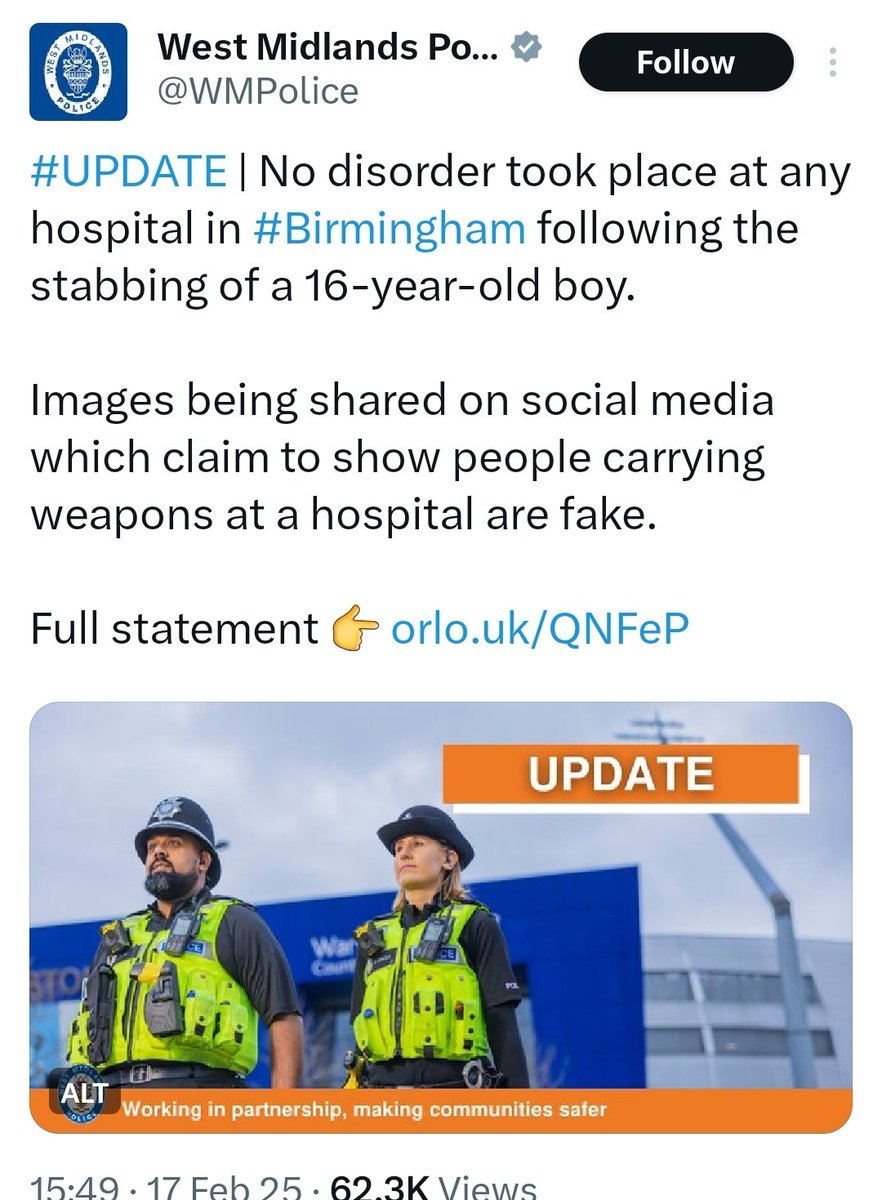 A 16 year old got stabbed in Birmingham <a href="/elonmusk/">Elon Musk</a>. That's what happened. But that image is is a lie. 

A mob didn't storm the hospital. We all know you're a racist piece a shit who don't care about the facts. So crack on.