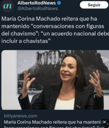 Raf5elP's tweet photo. María Corina Machado es chavísta. No lo dígo yo, lo díce ella 🤡👇 https://t.co/tUvAoQT1bD