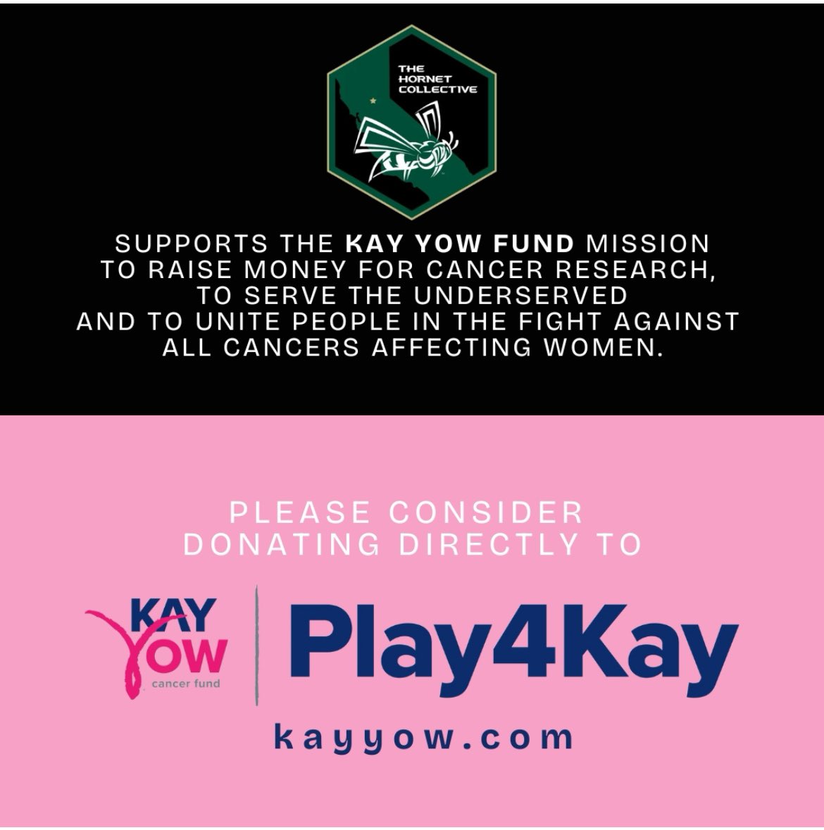 Visit kayyowfund.com and support
Play4Kay to HELP FIGHT CANCER! <a href="/SacHornetsFB/">Sac State Football</a> <a href="/hornetnil/">The Hornet Collective</a>