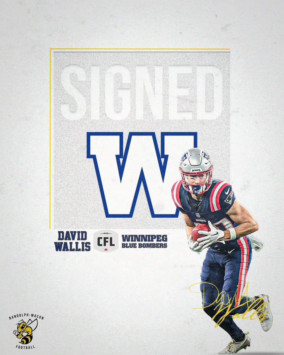 𝗥𝗔𝗡𝗗𝗢𝗟𝗣𝗛-𝗠𝗔𝗖𝗢𝗡 𝗙𝗢𝗢𝗧𝗕𝗔𝗟𝗟 (@rmcfootball) on Twitter photo Congrats to our guy <a href="/David_Wallis7/">David Wallis</a> for signing with the <a href="/Wpg_BlueBombers/">Winnipeg Blue Bombers</a>!
#BuildandFight | #CFL | #ForTheW Congrats to our guy <a href="/David_Wallis7/">David Wallis</a> for signing with the <a href="/Wpg_BlueBombers/">Winnipeg Blue Bombers</a>!
#BuildandFight | #CFL | #ForTheW